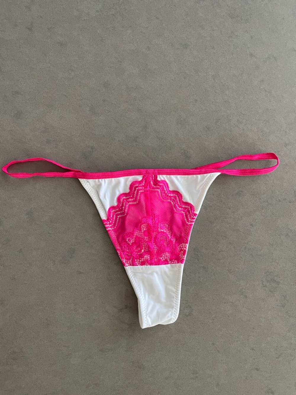NWOT White Pink Lace Thong